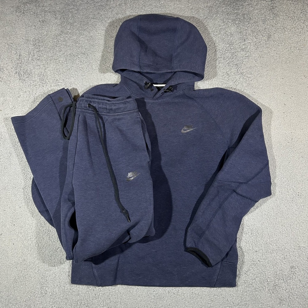 Nike Sportswear Tech Fleece Set Hoodie Large & Sweatpants Small Navy Blue